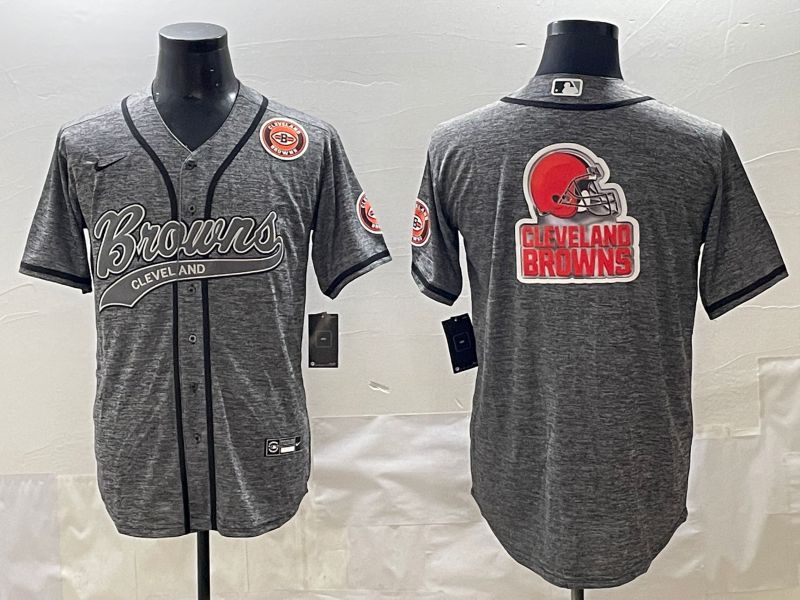 Men 2025 Cleveland Browns Blank Grey Joint Name Nike Limited NFL Jersey style 1